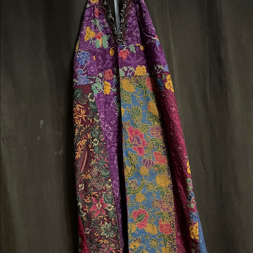 Colorful Patchwork Maxi Dress. Adjustable
